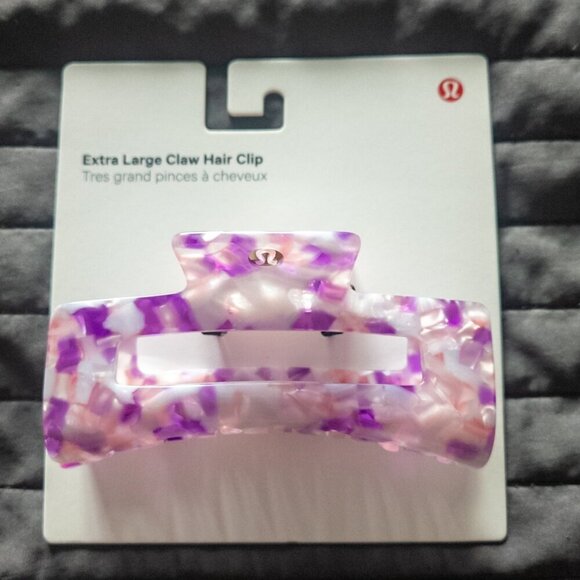 NWT Lululemon Extra Large Claw Hair Clip - Camellia Pink / Light Ivory / Blue Ho - Picture 3 of 5
